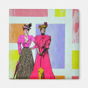 Gibson Girls i Mondrian Mönster Magnet