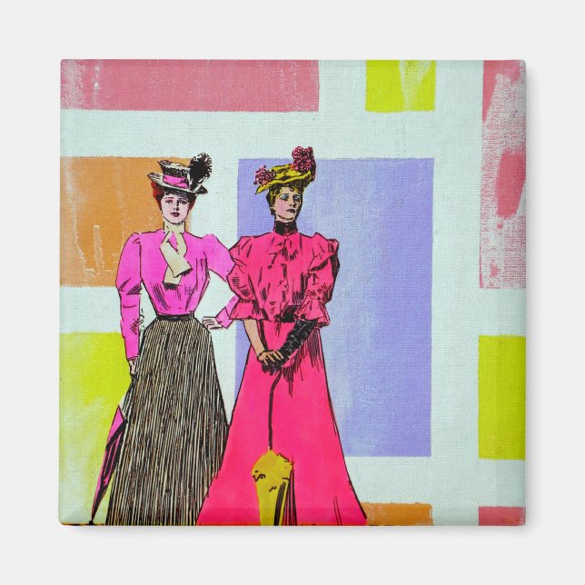 Gibson Girls i Mondrian Mönster Magnet (Framsidan)