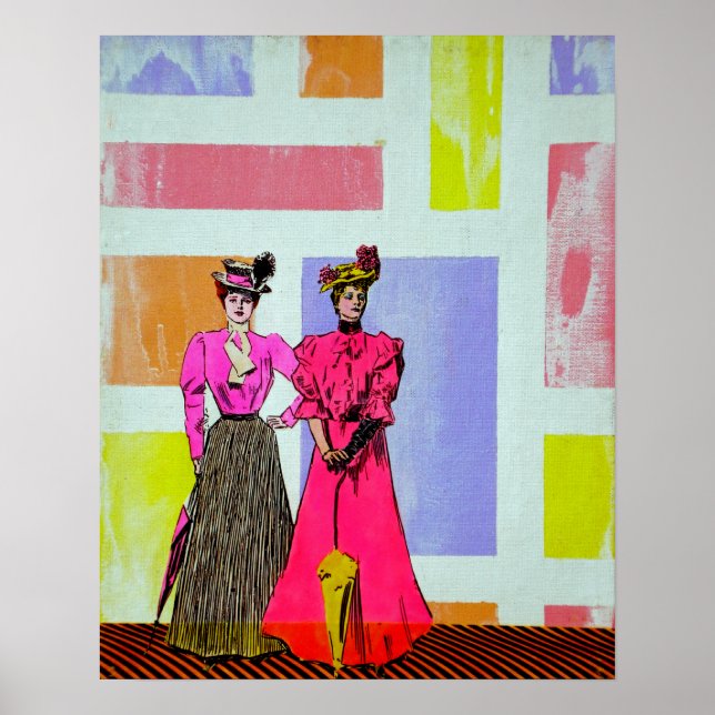 Gibson Girls i Mondrian Mönster Poster (Framsidan)