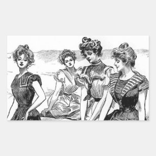Gibson Girls vid Beach Rektangulärt Klistermärke