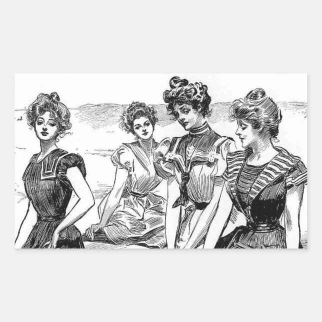Gibson Girls vid Beach Rektangulärt Klistermärke (Framsida)