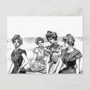 Gibson Girls vid Beach Vykort