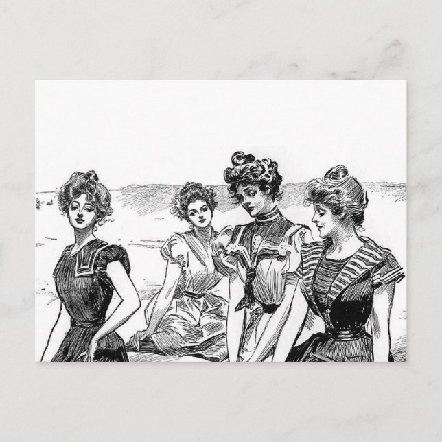 Gibson Girls vid Beach Vykort (Framsida)