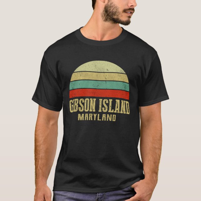 GIBSON ISLAND MARYLAND Vintage Retro Sunset T Shirt (Framsida)