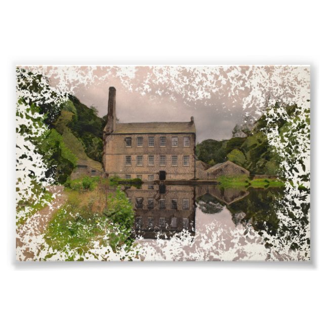 Gibson Mill, Hardcastle Crags Akvarell Konstverk Fototryck (Framsidan)