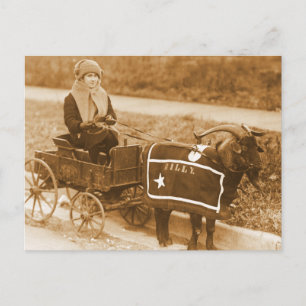 Giddy, Billy! Vintage Goat Girl i Wagon Vykort