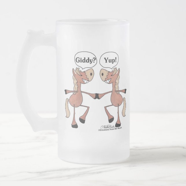 Giddy Up Horses Frostat Ölglas (Vänster)