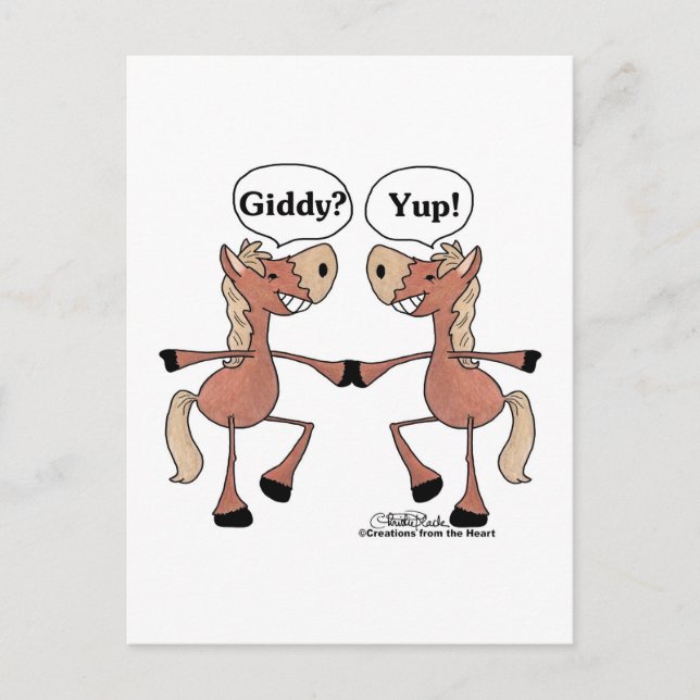 Giddy Up Horses Vykort (Framsida)