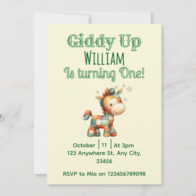 Giddy up! inbjudningar (Framsida)
