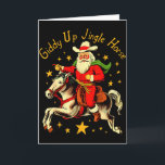Giddy Up Jingle Horse Funny Retro Santa Cowboy Chr Kort<br><div class="desc">Giddy Up Jingle Horse Funny Retro Santa Cowboy Christmas</div>