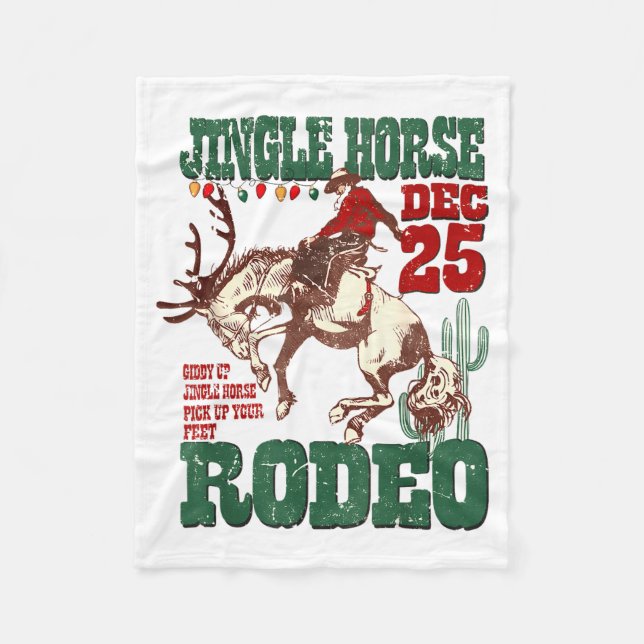 Giddy Up Jingle Horse Santa Cowboy Western Christm Fleecefilt (Framsidan)