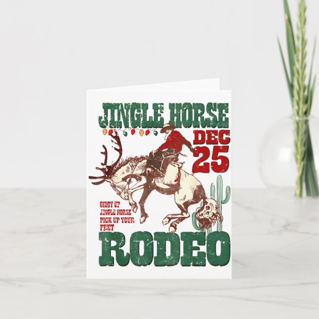 Giddy Up Jingle Horse Santa Cowboy Western Christm Kort (Framsida)