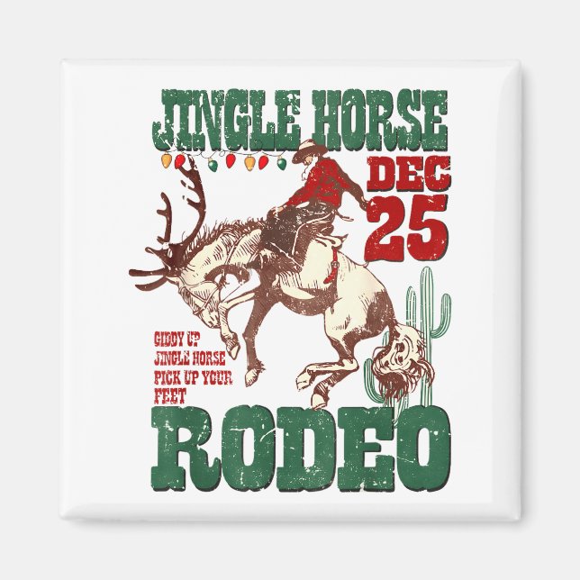 Giddy Up Jingle Horse Santa Cowboy Western Christm Magnet (Framsidan)