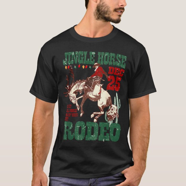 Giddy Up Jingle Horse Santa Cowboy Western Christm T Shirt (Framsida)