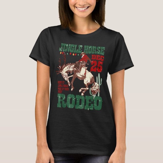 Giddy Up Jingle Horse Santa Cowboy Western Christm T Shirt (Framsida)