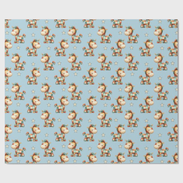 Giddy-Up Lappade Ponny Födelsedag Presentpapper (Platt)