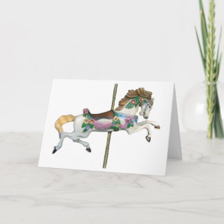 Giddy Up Merry Go Round Horse Blank Card Helgkort