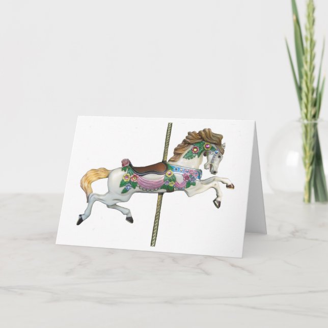 Giddy Up Merry Go Round Horse Blank Card Helgkort (Framsida)