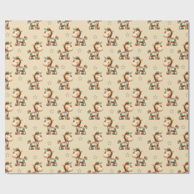 Giddy-Up Patchwork Pony Birthday Presentpapper (Platt)