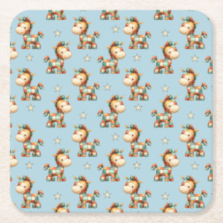Giddy-Up Patchwork Pony Födelsedag Underlägg Papper Kvadrat