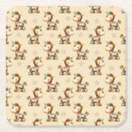 Giddy-Up Patchwork Pony Födelsedag Underlägg Papper Kvadrat