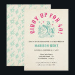 Giddy Up Rosa Turquise Cowgirl 40:e födelsedagen Inbjudningar<br><div class="desc">Giddy Up Rosa Turquise Modern Cowgirl 40th Birthday Party bjudan</div>