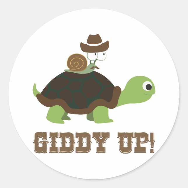 Giddy upp! runt klistermärke (Framsida)