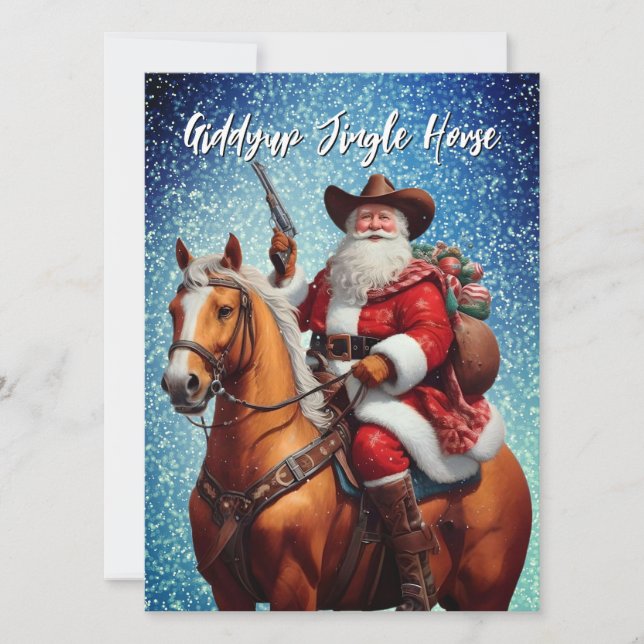 Giddyup Jingle Horse Jultomten jul Julkort (Framsida)