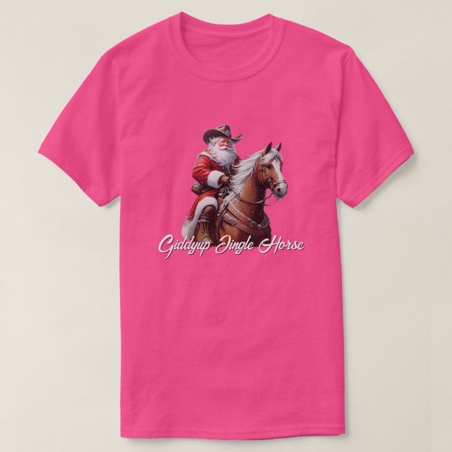Giddyup Jingle Horse Jultomten jul T Shirt (Design framsida)