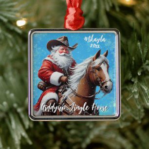 Giddyup Jingle Horse Tomte Jul Julgransprydnad Metall
