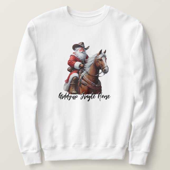 Giddyup Jingle Horse Tomte Jul Lång Ärmad Tröja (Design framsida)