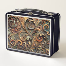Gided Baroque Scrollwork Metal Lunchbox