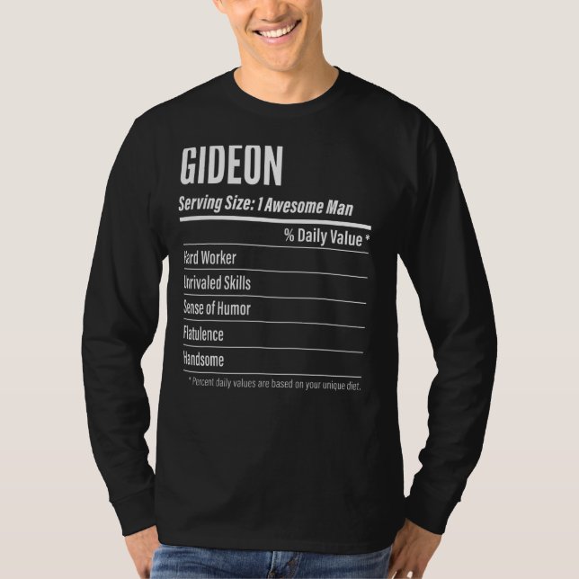 Gideon betjänar Storleka kalorier för näringsvärde T Shirt (Framsida)