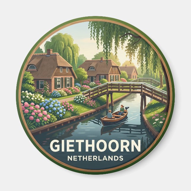 Giethoorn Nederländerna Magnet (Framsidan)