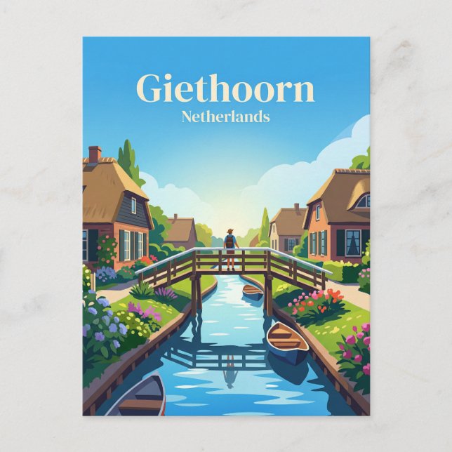 Giethoorn Nederländerna Vykort (Framsida)