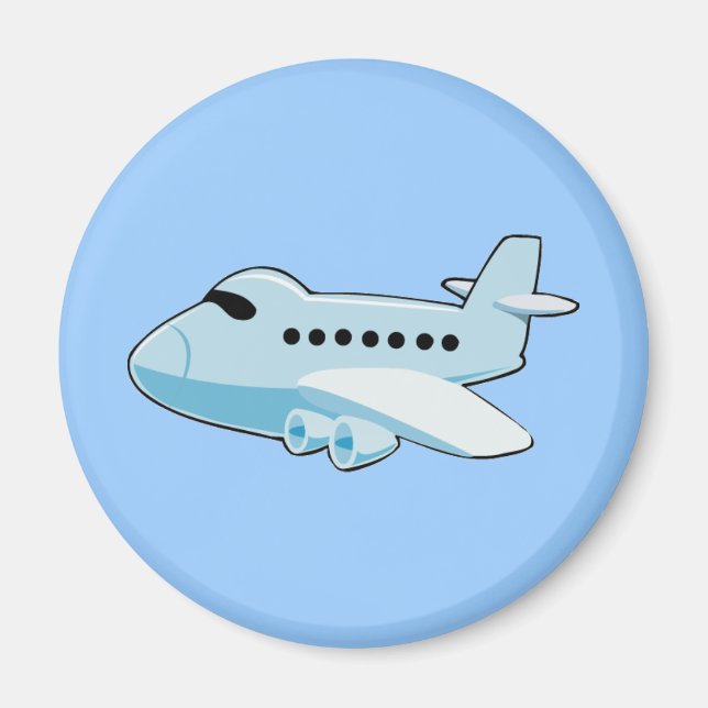 gif_airplane_002 BLUE-Tecknad Flygplan Magnet (Framsidan)