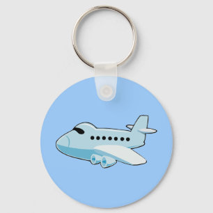 gif_airplane_002 BLUE-Tecknad Flygplan Nyckelring