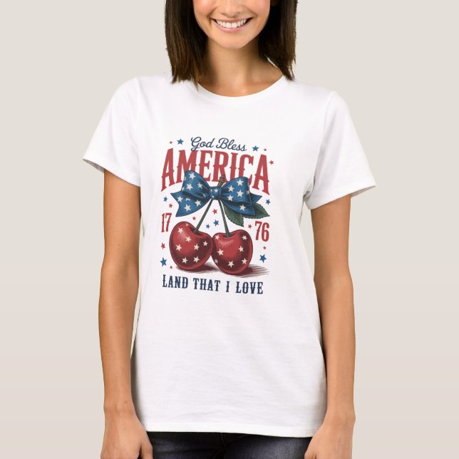 Gif Bless America The Land I Love  T Shirt (Framsida)