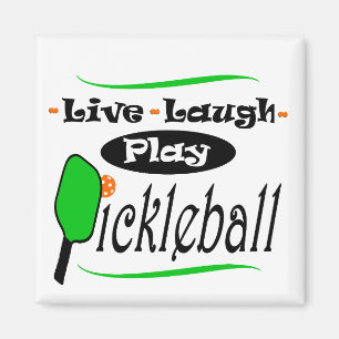 Gif-spelare i Live Laugh Play Pickleball Pickle bo Magnet
