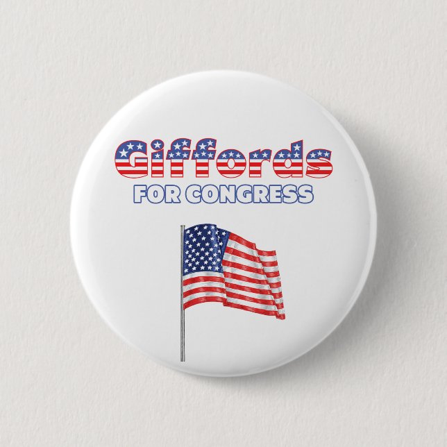 Giffords för den patriotiska amerikanska flaggan knapp (Framsida)