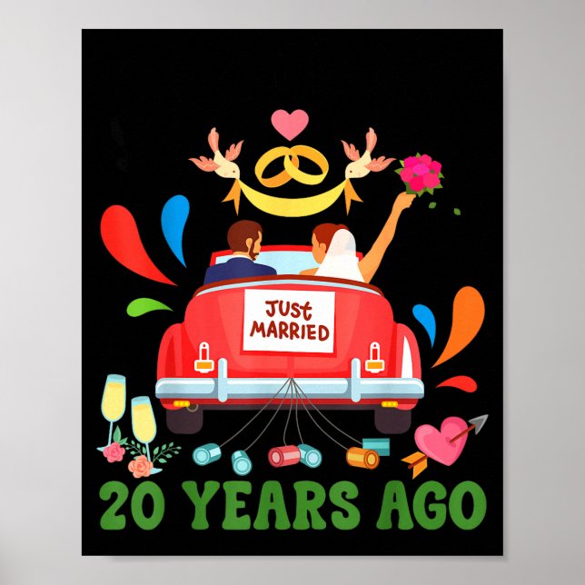 Gift 20 år sedan rolig 20-årsjubileum par poster (Framsidan)
