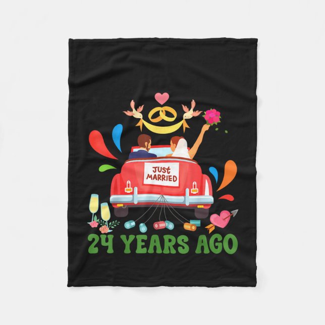 Gift 24 år sedan rolig 24-årsjubileum par fleecefilt (Framsidan)