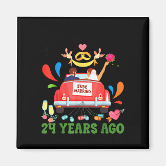 Gift 24 år sedan roliga 24-årsjubileum par magnet