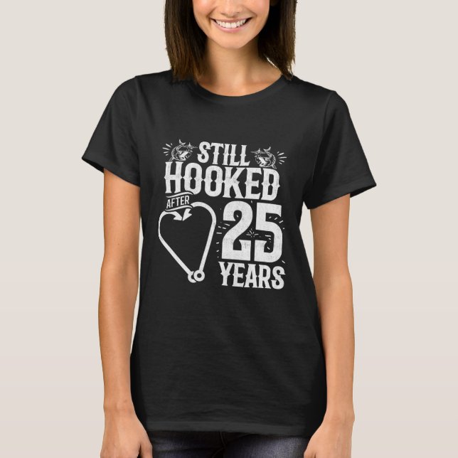 Gift 25 år - Fiske par - 25 Bröllop A T Shirt (Framsida)