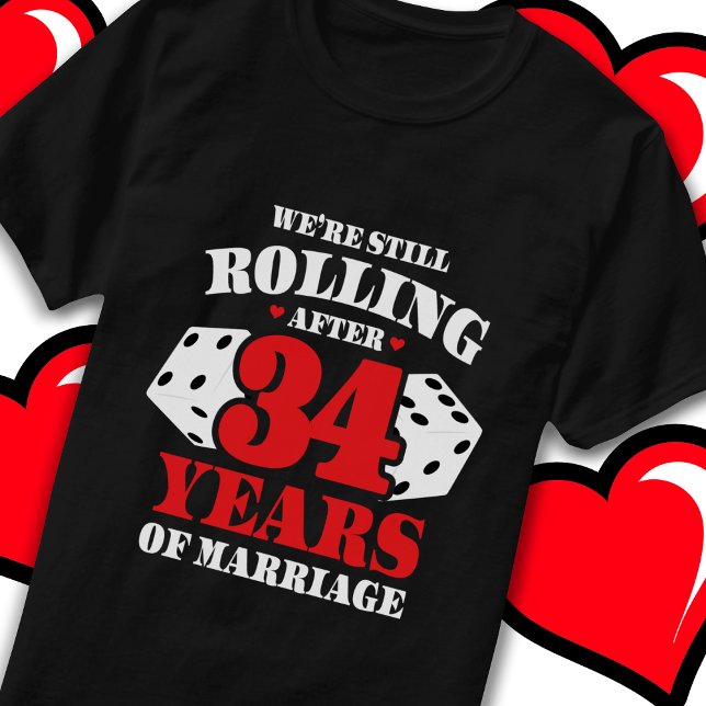 Gift 34 år Rolling Funny 34-årsdag T Shirt (Skapare uppladdad)