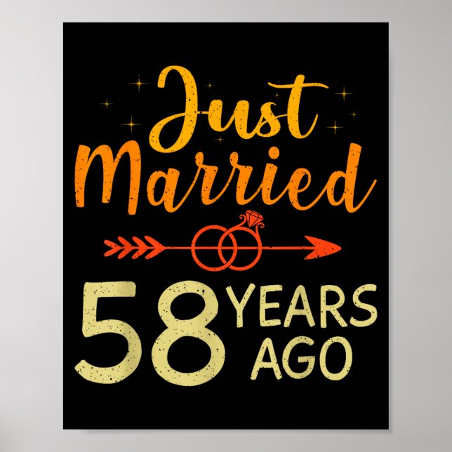 Gift 58 år sedan romantisk illustration poster (Framsidan)