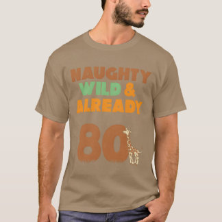 Gift 80 years birthday women Giraffe vintage T Shirt