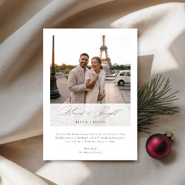 Gift Äkta Elegant Skript Nyförälder Foto Julkort