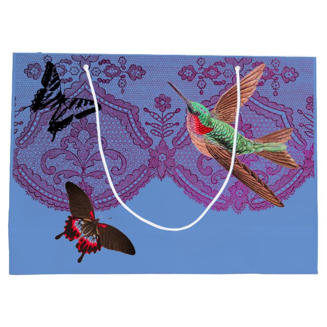 GIFT BAG ANTIQUE SNÖRE MÖNSTER MED BUTTERFLIES (Baksidan)