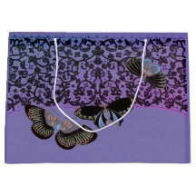 GIFT BAG BLACK ANTIQUE SNÖRE CHINESE BUTTERFLIES